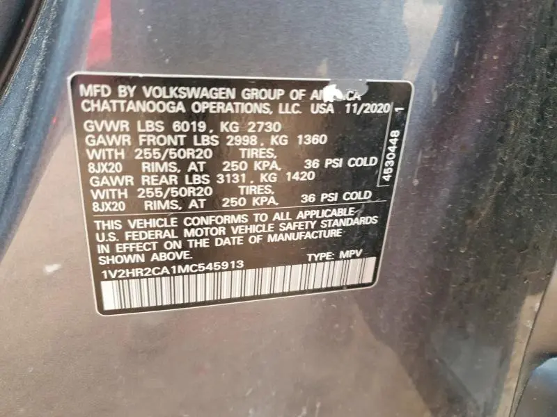 2021 VOLKSWAGEN ATLAS SE  