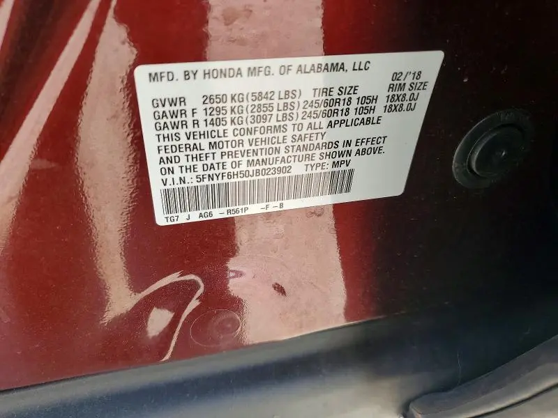 2018 HONDA PILOT EXL  