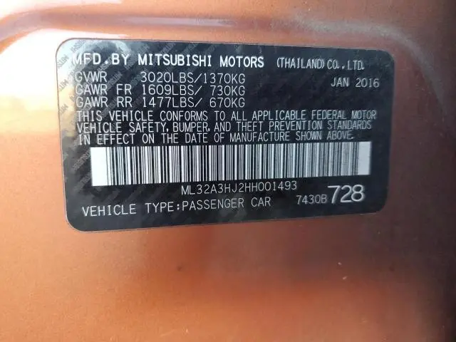 2017 MITSUBISHI MIRAGE ES  