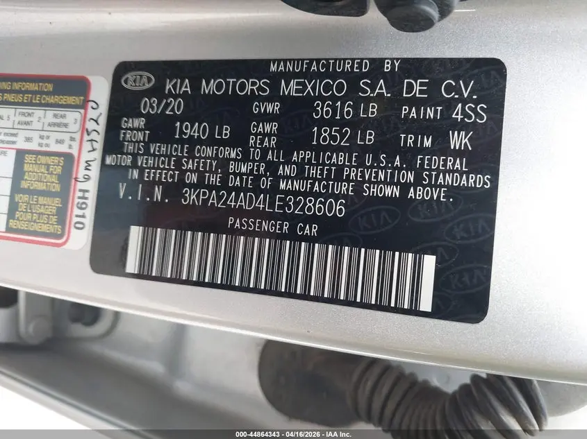 2020 KIA RIO LX
