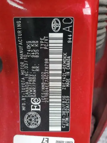 2010 TOYOTA COROLLA BASE  