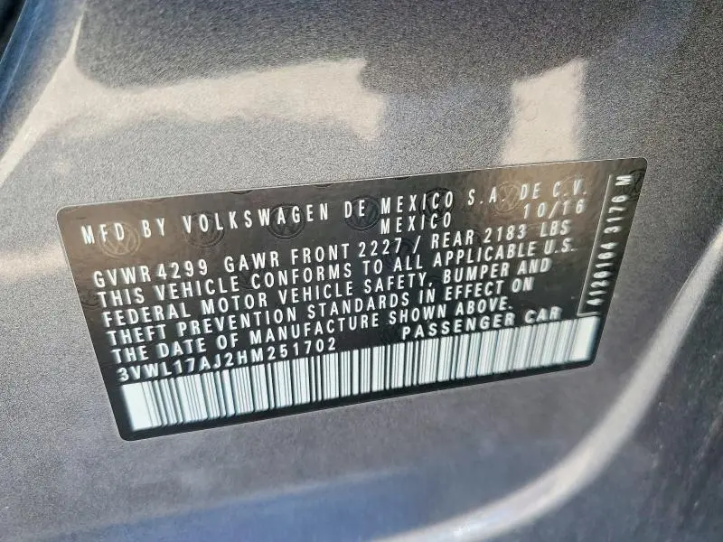 2017 VOLKSWAGEN JETTA SEL  