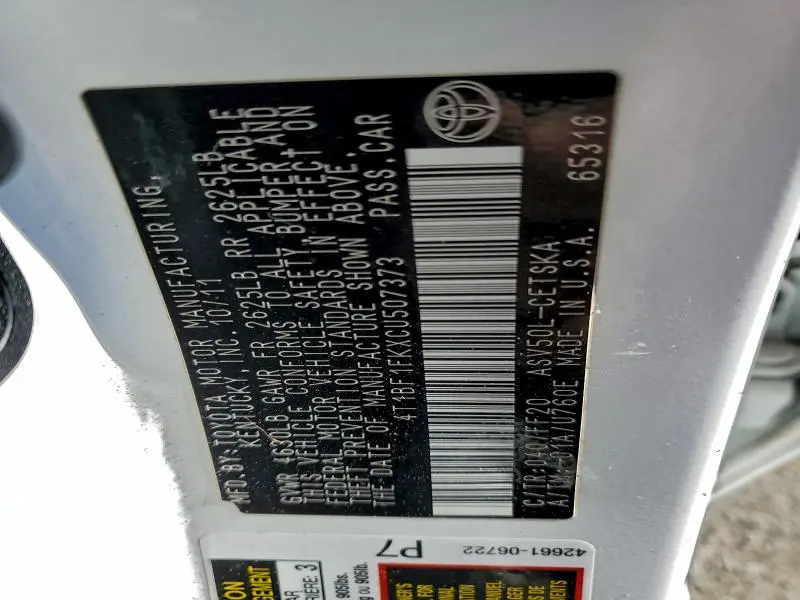 2012 TOYOTA CAMRY BASE  