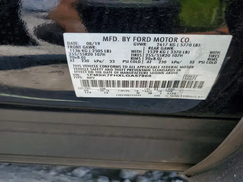 2020 FORD EXPLORER LIMITED  