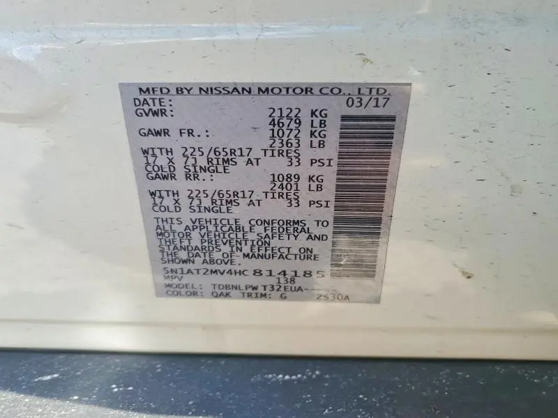 2017 NISSAN ROGUE SV  