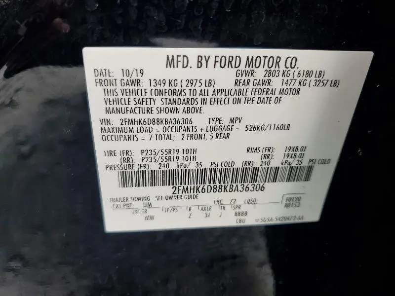 2019 FORD FLEX LIMITED  