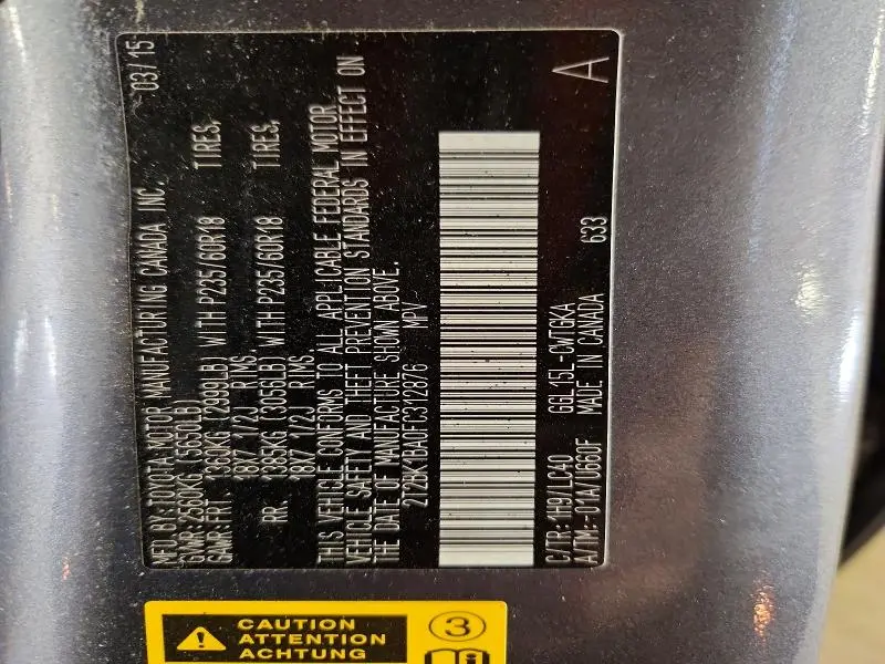 2015 LEXUS RX 350 BASE  