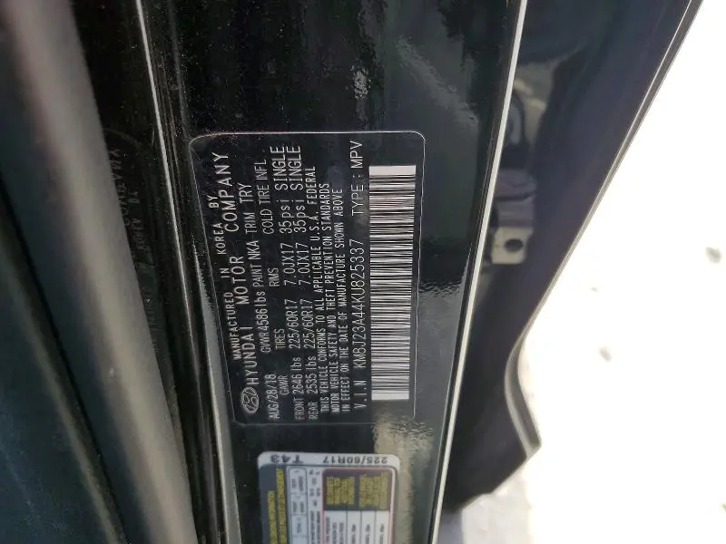2019 HYUNDAI TUCSON SE  