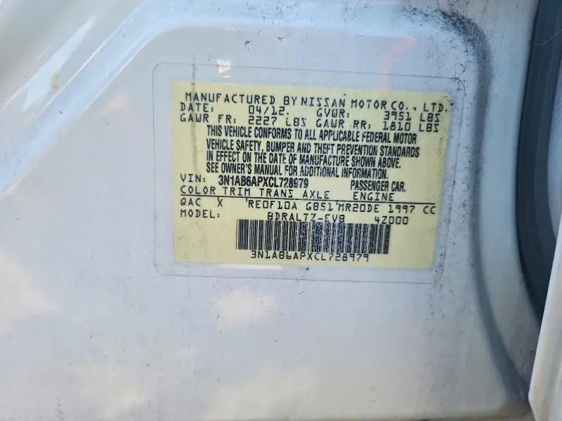 2012 NISSAN SENTRA 2.0  