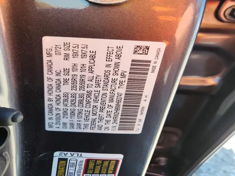 2021 HONDA CR-V TOURING  