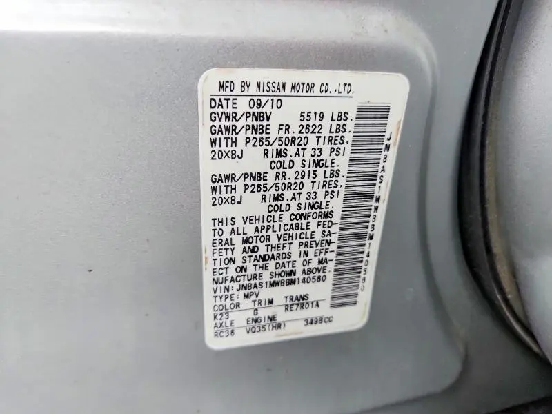 2011 INFINITI FX35 BASE  