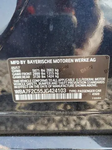 2018 BMW 750 XI  