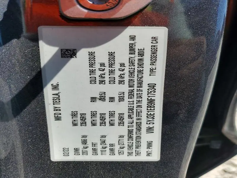 2022 TESLA MODEL 3   
