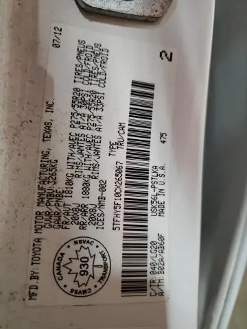 2012 TOYOTA TUNDRA CREWMAX LIMITED  