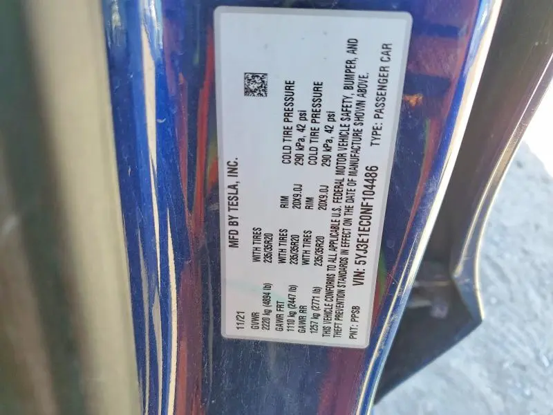2022 TESLA MODEL 3   