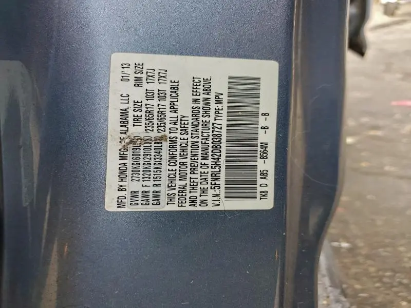 2013 HONDA ODYSSEY EX  