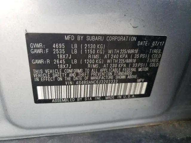 2018 SUBARU OUTBACK 2.5I LIMITED  