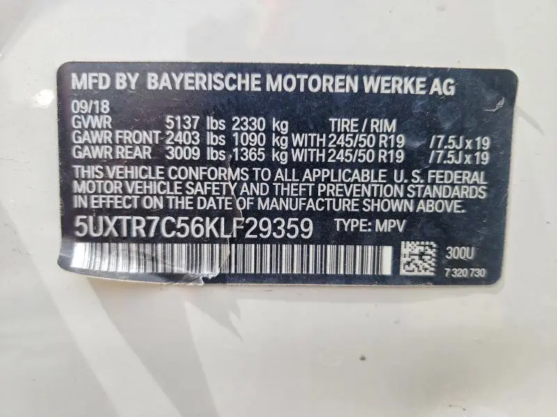 2019 BMW X3 SDRIVE30I  