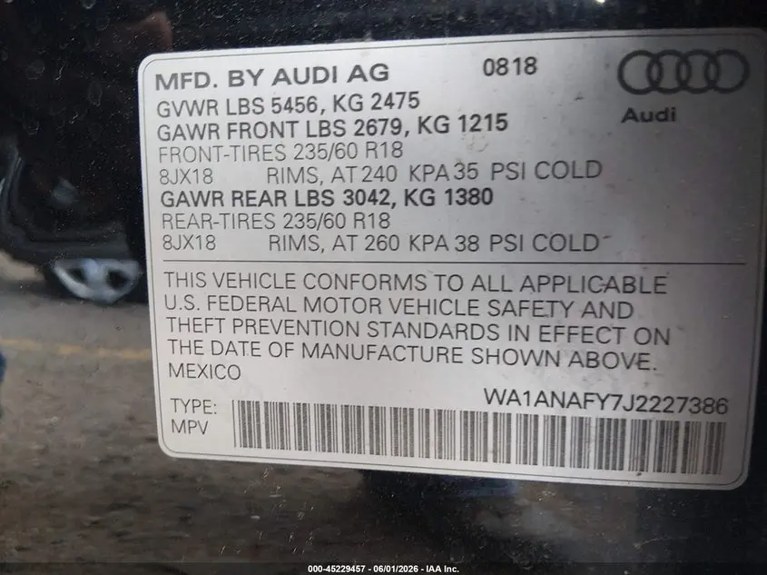 2018 AUDI Q5 2.0T PREMIUM/2.0T TECH PREMIUM