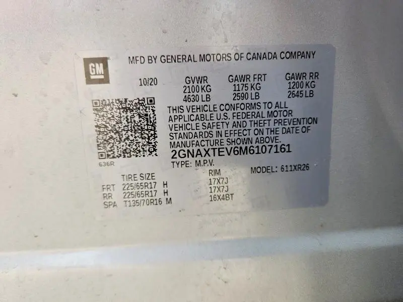 2021 CHEVROLET EQUINOX LT  