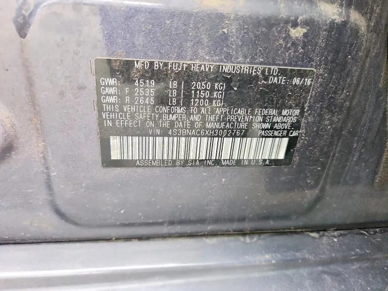 2017 SUBARU LEGACY 2.5I PREMIUM  