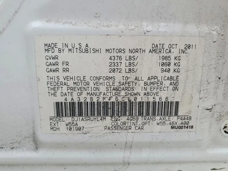 2012 MITSUBISHI GALANT FE  