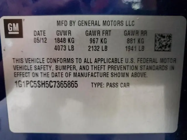 2012 CHEVROLET CRUZE LS  