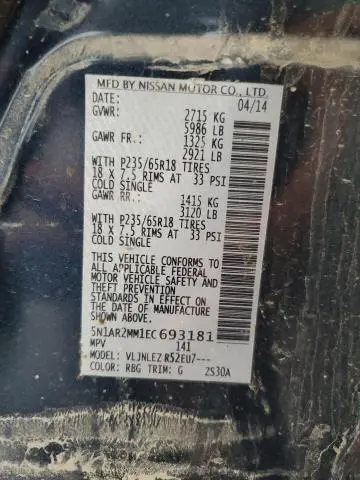 2014 NISSAN PATHFINDER S  