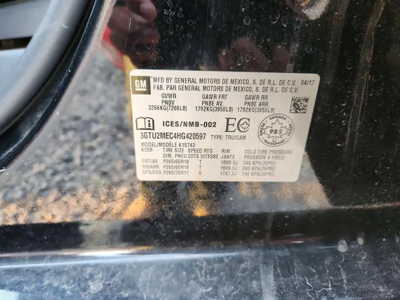 2017 GMC SIERRA K1500 SLE  