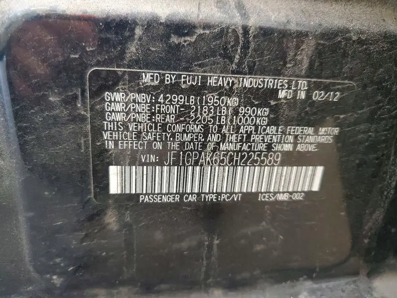 2012 SUBARU IMPREZA LIMITED  