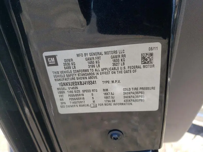 2011 CHEVROLET TRAVERSE LT  