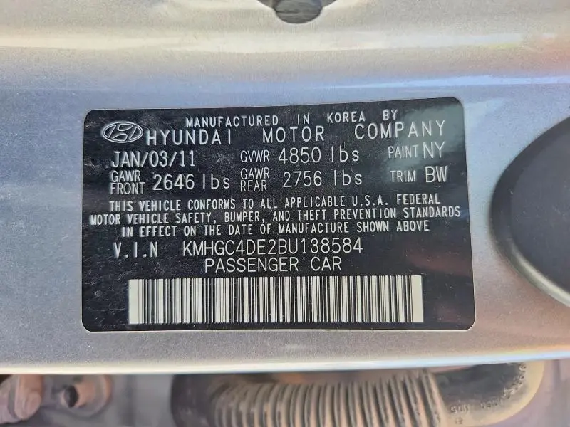 2011 HYUNDAI GENESIS 3.8L  