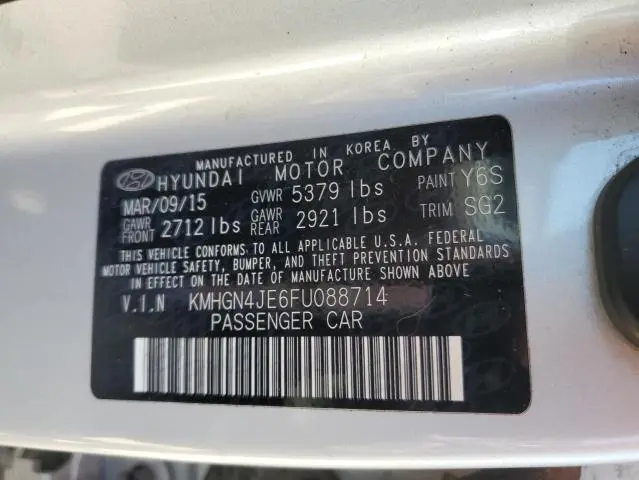 2015 HYUNDAI GENESIS 3.8L  