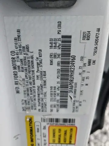 2017 FORD FUSION TITANIUM HEV  