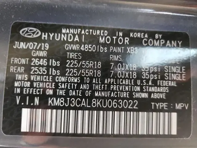 2019 HYUNDAI TUCSON LIMITED  