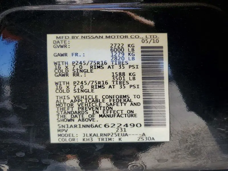 2010 NISSAN PATHFINDER S FE+  