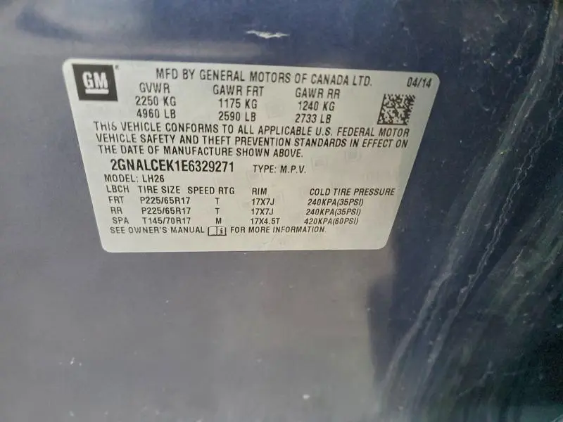 2014 CHEVROLET EQUINOX LT  