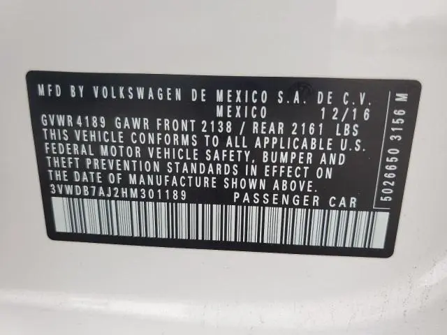 2017 VOLKSWAGEN JETTA SE  