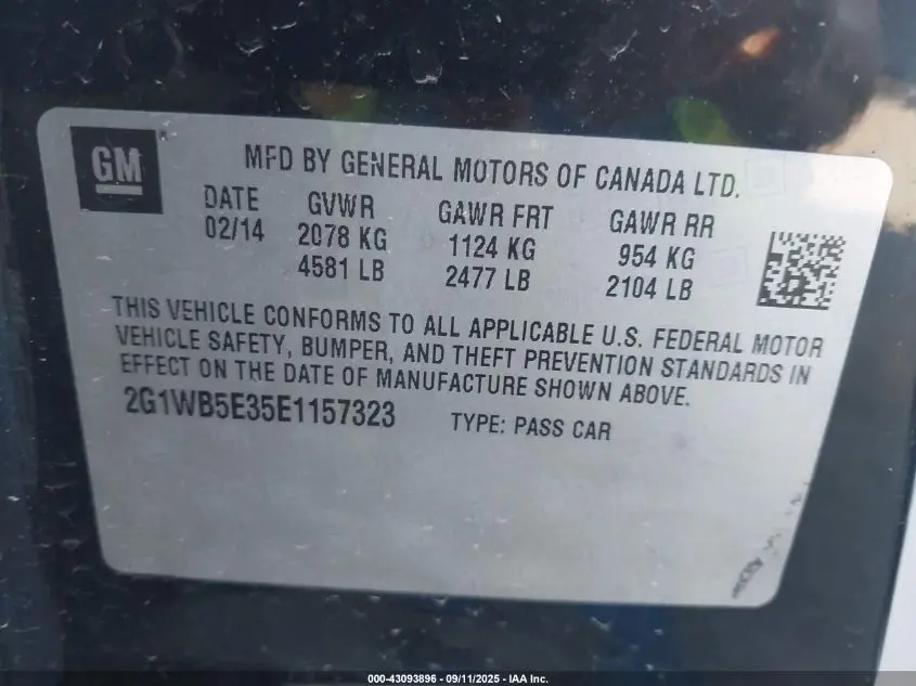 2014 CHEVROLET IMPALA LIMITED LT