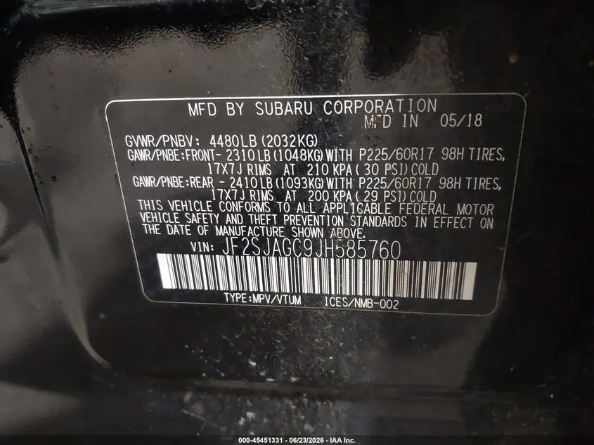 2018 SUBARU FORESTER 2.5I PREMIUM