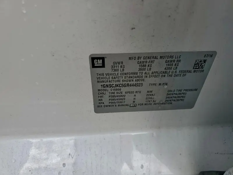 2016 CHEVROLET SUBURBAN C1500 LTZ  