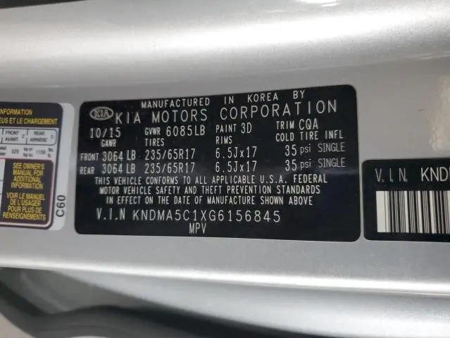 2016 KIA SEDONA L  