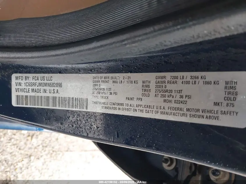 2021 RAM 1500 LARAMIE  4X4 5'7 BOX