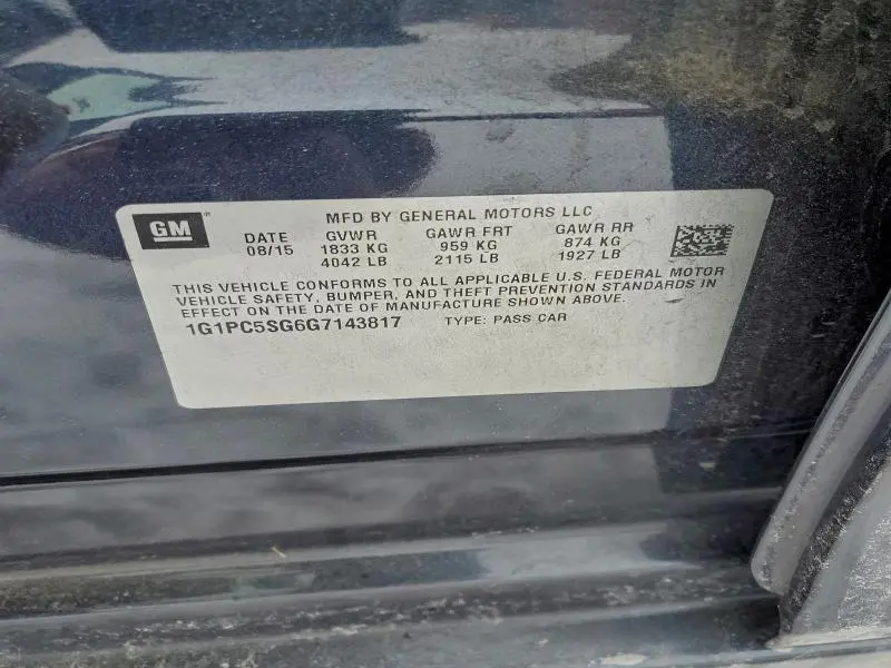 2016 CHEVROLET CRUZE LIMITED LS  