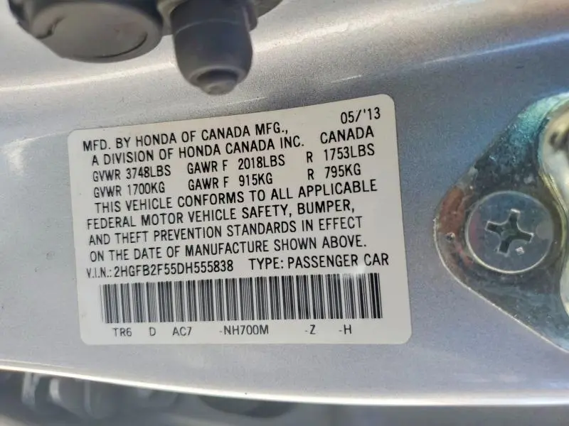 2013 HONDA CIVIC LX  