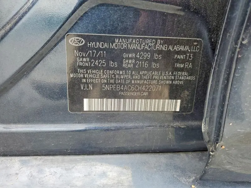 2012 HYUNDAI SONATA GLS  