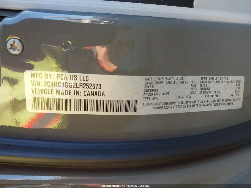 2020 CHRYSLER PACIFICA LIMITED