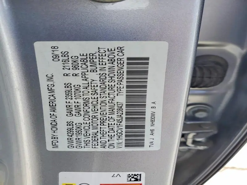 2018 HONDA ACCORD EX  