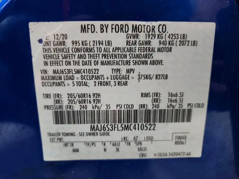 2021 FORD ECOSPORT S  