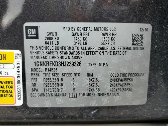 2017 CHEVROLET TRAVERSE LS